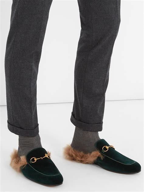 gucci loafers fur lined|Gucci fur loafers plaid.